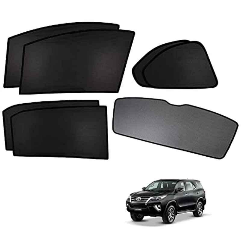 Kozdiko 5 Pcs Polyester Black Non Magnetic Window & Rear Sun Shades Set for Toyota Fortuner 2016-Present