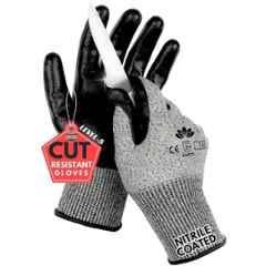 Swavind Nylon Black PU Coated Cut Resistant Hand Safety Gloves, Size: Free (Pack of 20)