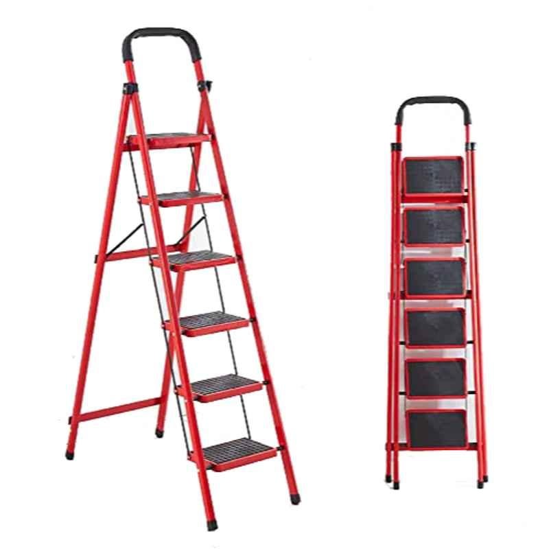 Rubik 44x183cm Alloy Steel Red 6 Steps Foldable Ladder