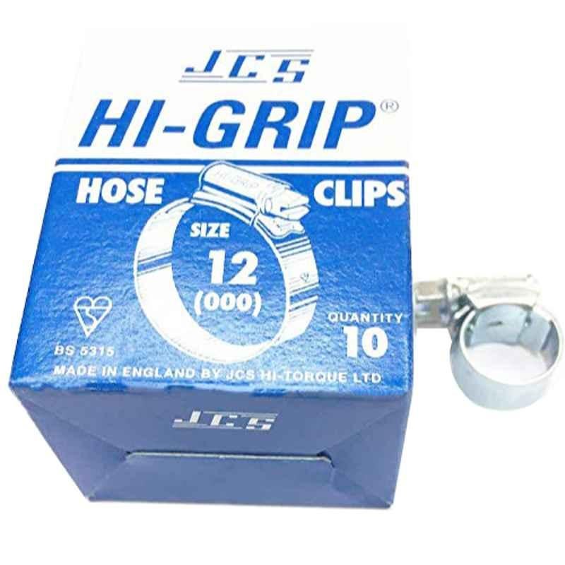 JCS HI-Grip 12mm Zinc Plated Hose Clips (Pack of 10)