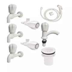 Fastgear ABS White Chrome Finish Health Faucet Set, FG021