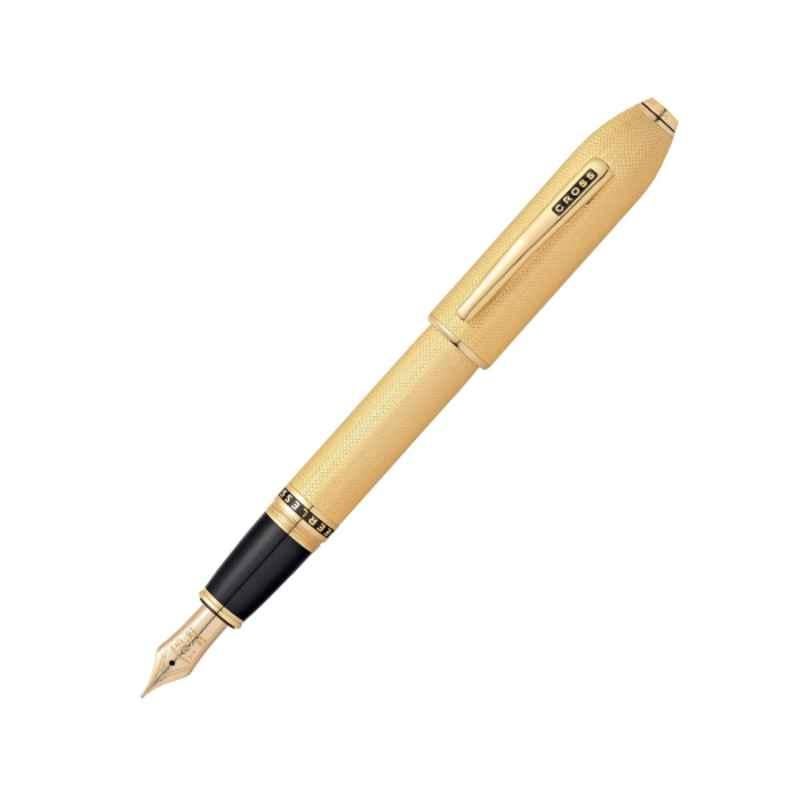 Cross Peerless 125 Black Ink 23KT Gold Plated Fountain Pen with 2 Pcs Black Pen Cartridges & Converter Set, AT0706-4FD