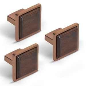 Plantex Knobs for Drawer | Kitchen Cabinet Knobs | Pulls Handles Knobs for Wardrobe, Kitchen & Cabinet | Square Drawer Pulls and Knobs (Pack of 3) Rose Gold & Wood
