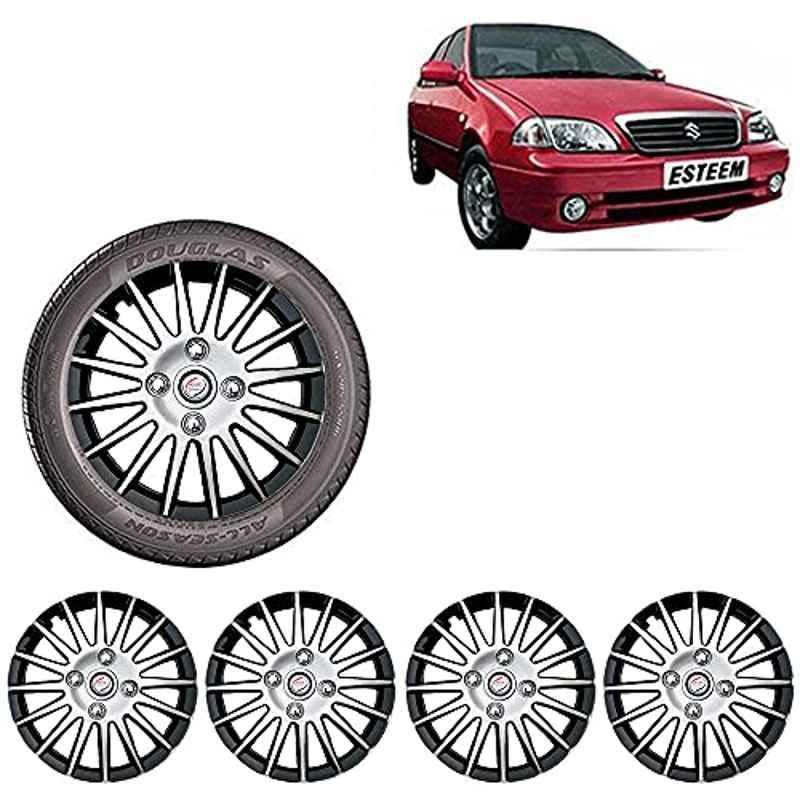 Auto Pearl 4 Pcs 13 inch ABS Silver & Black Car Wheel Cover Set for Maruti Suzuki Esteem