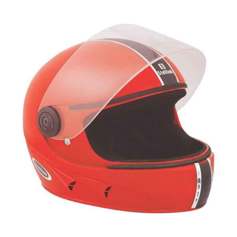 Stallion BLK Vento Full Face Red Motorbike Helmet, Size: M