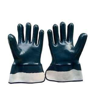 SSWW Blue Nitrile Dipped with Canvas Cuff Gloves, Size: L (Pack of 20)