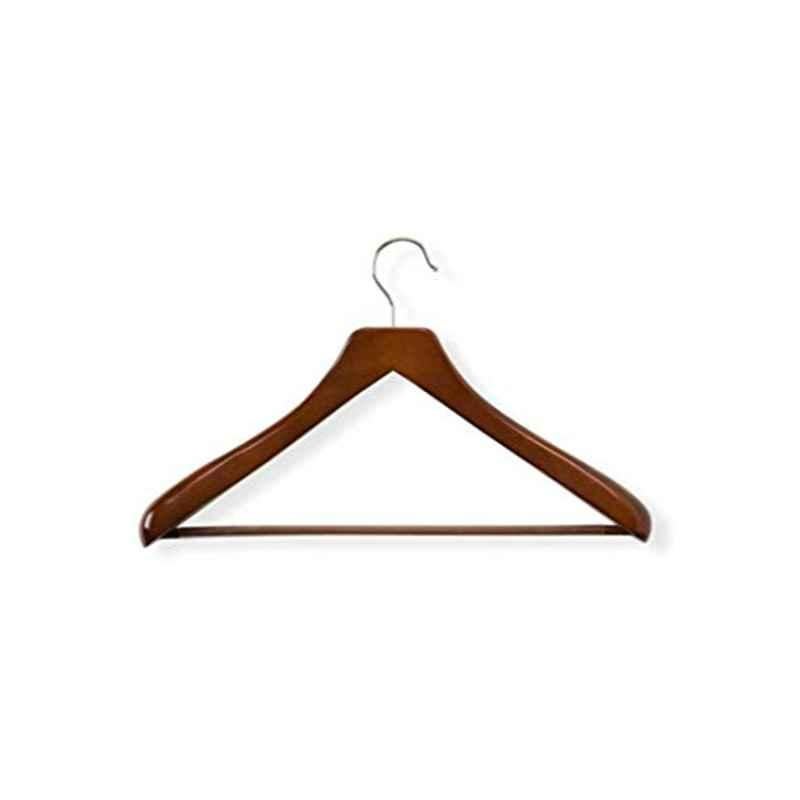 Honey-Can-Do Wood Brown Deluxe Contoured Suit Hanger with Non-Slip Bar