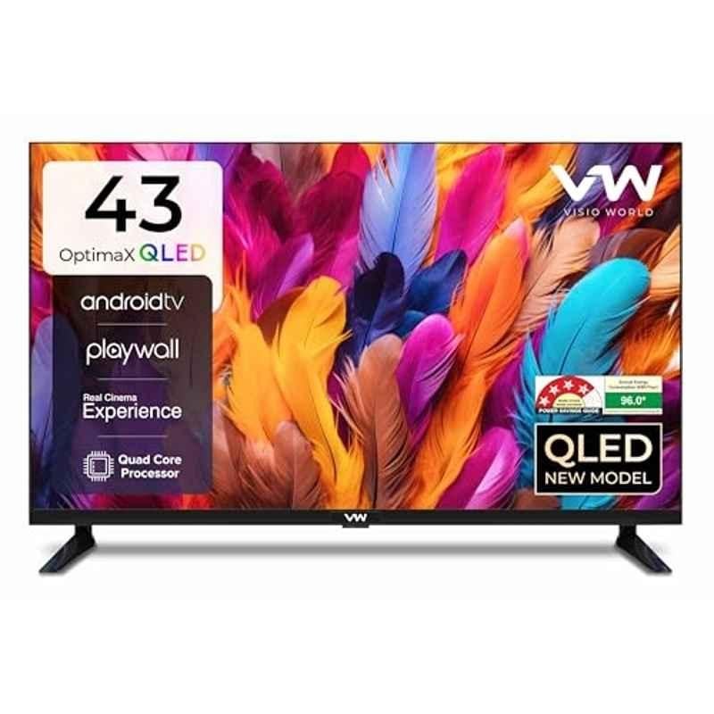 VW OptimaX 43 inch 1920x1080p Black QLED Smart LED TV with IPE Technology VW43AQ1
