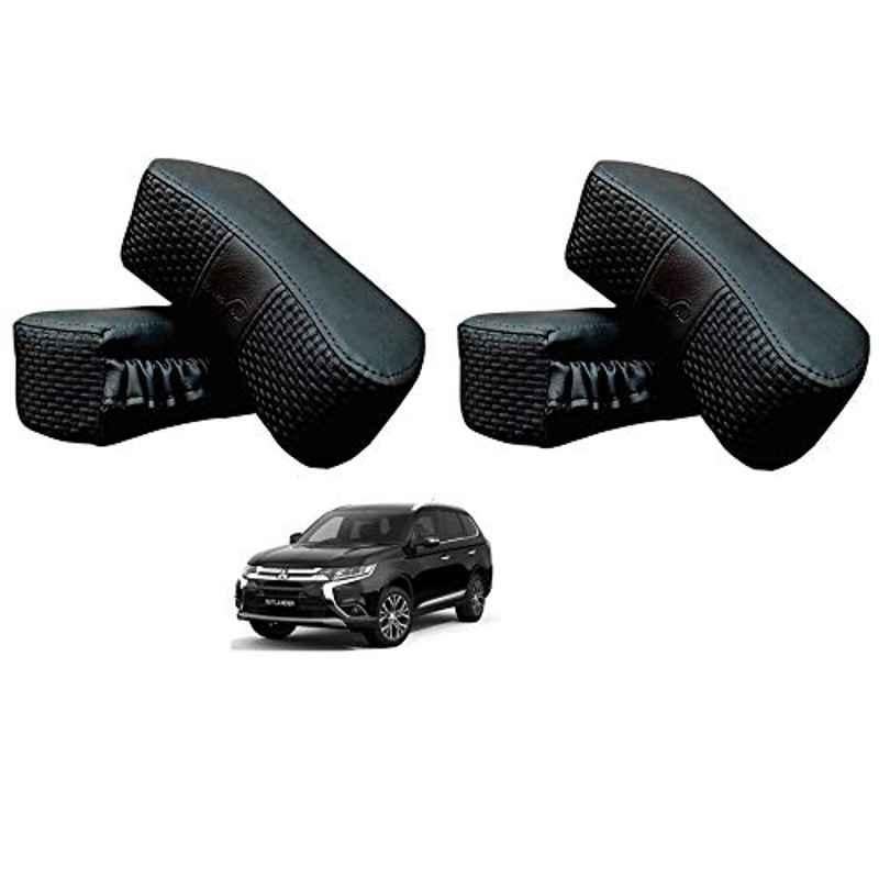 Kozdiko 4 Pcs CV Designer Black Leatherite Neck Rest Car Cushion Pillow Set for Mitsubishi Outlander