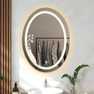 Plantex LED Bathroom Mirror with 3 Tone/Designer Mirror for Living Room/Bedroom/Dressing Room Oval Shape Wall-Mounted 18x24 inch