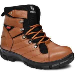 Ozarro Leather Steel Toe Tan Safety Shoes, S4443, Size: 11