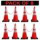 Ladwa Superior 750mm Reflective Strips Collar Road Traffic Cone with 8m Chain & 8 Hooks, LSI-BC-P8 (Pack of 8)