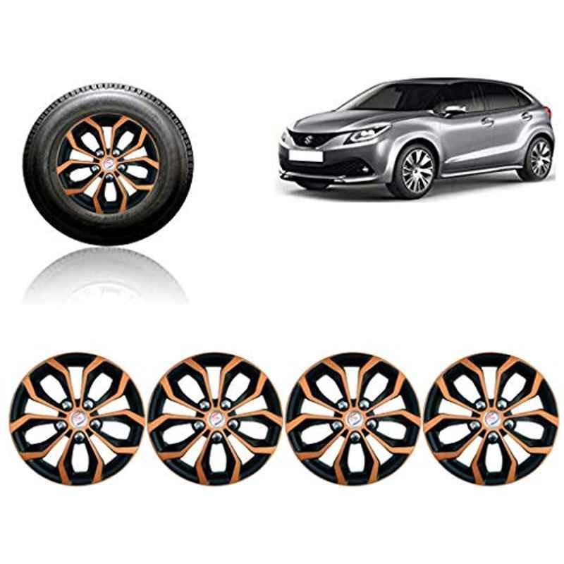 Auto Pearl 4 Pcs 15 inch Black & Copper Press Fitting Wheel Cover Set for Maruti Suzuki Baleno 2015