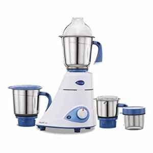 Preethi Blue Leaf Silver MG149 600W Stainless Steel Mixer Grinder with 3 Jars & 1 Small Bottle