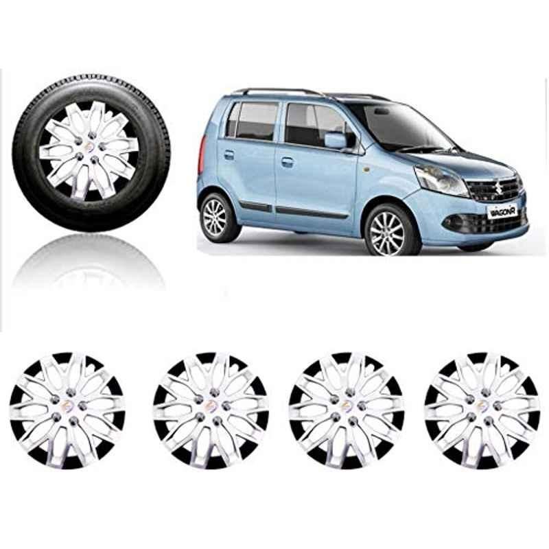 Auto Pearl 4 Pcs 13 inch ABS Silver & Black Car Wheel Cover Set for Maruti Suzuki WagonR
