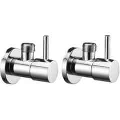 Senkiddpro Turbo Stainless Steel Chrome Finish Wall Mounted Angle Cock (Pack of 2)