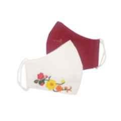 Ivillage 2 Pcs Large Cotton Off White & Maroon Organic 3 Layer Face Mask Set, Mask07L_Set6 (Pack of 1000)