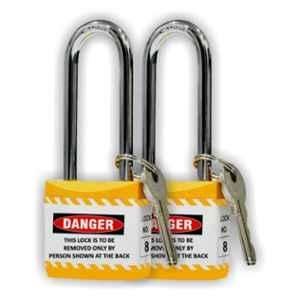 Asian Loto 2 Pcs 65mm Yellow Long Shackle Jacket Padlocks Set for Safety, ALC-LPL-YY