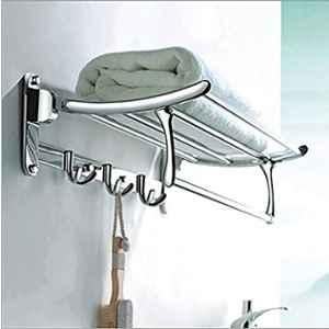 Plantex Stainless Steel Folding Towel Rack for Bathroom/Towel Stand/Hanger/Bathroom Accessories (Pack of 10) (24 inch-Chrome)