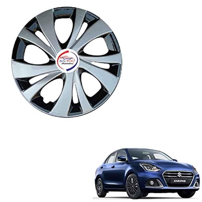 Auto Pearl 4 Pcs 14 inch ABS Silver & Black ER28 Hubcap Wheel Cover Set with Retention Ring for Maruti Suzuki Dzire 2020