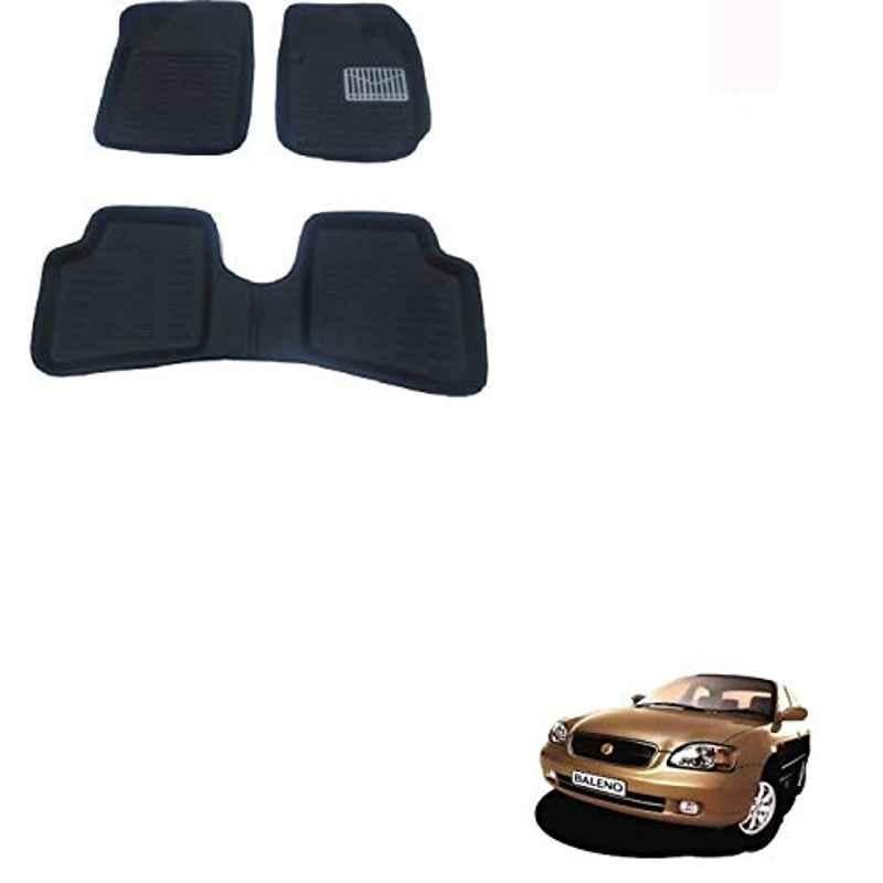 Kozdiko 3 Pcs 3D Black Car Foot Mat Set for Maruti Suzuki Baleno, koz_68058
