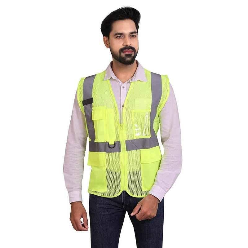 Buy Reflectosafe Splender Polyester Neon Green Fluorescent Safety Jacket  with 3M Reflective Tape, Size: L Online At Price ₹323