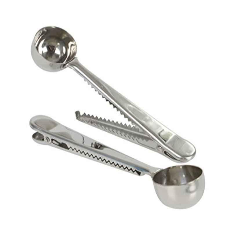 Evriholder CS2P12-AMZ Stainless Steel Silver Coffee Scoop & Bag Clip (Pack of 2)