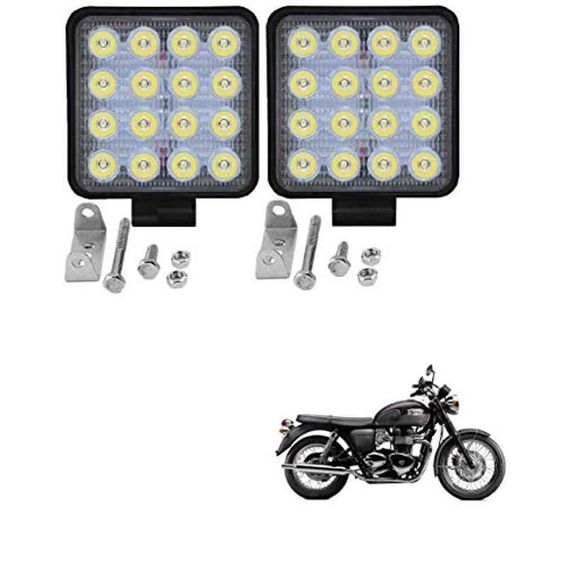 Kozdiko 2 Pcs 48W 16 LED Square Bright Beam White Fog Light Set for Triumph Bonneville, koz_92907