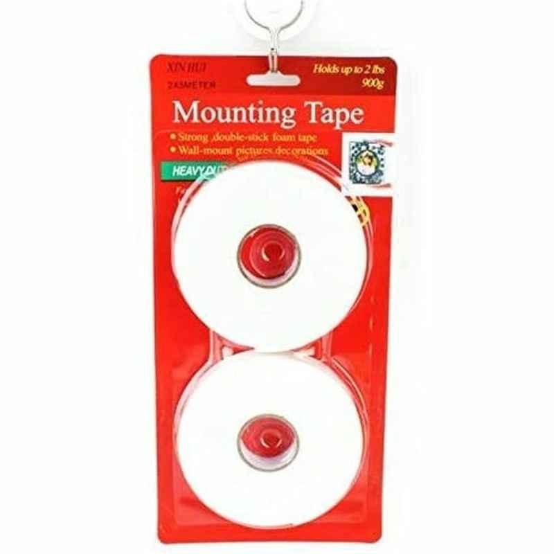 Heavy Duty Double Sided Mounting Tape, 5 mx2  inch, White, 2 Rolls/Pack