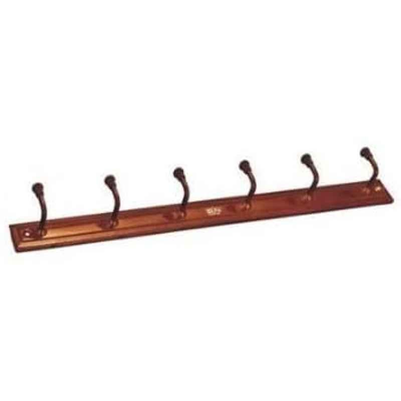 Abbasali Brown & White Anti Rust Cloth 6 Hook Wall Peg