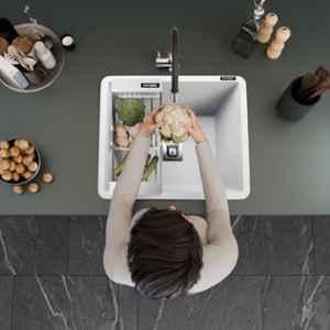 Lorazzo 21x18 inch Quartz Arctic White Single Bowl Kitchen Sink, LRZ QSW0251 S01