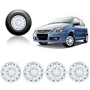 Auto Pearl 4 Pcs 14 inch Silver Car Wheel Cover Set for TATA Indica Turbo