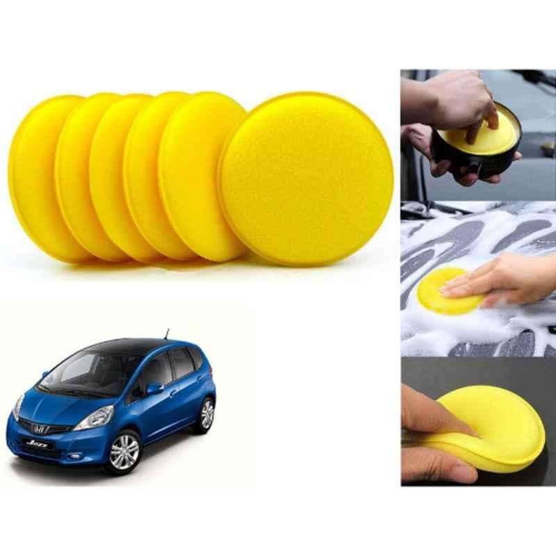 Auto Pearl Polyurethane Beige Washing & Waxing Polish Foam Sponge for Jazz 2009-2014E (Pack of 6)