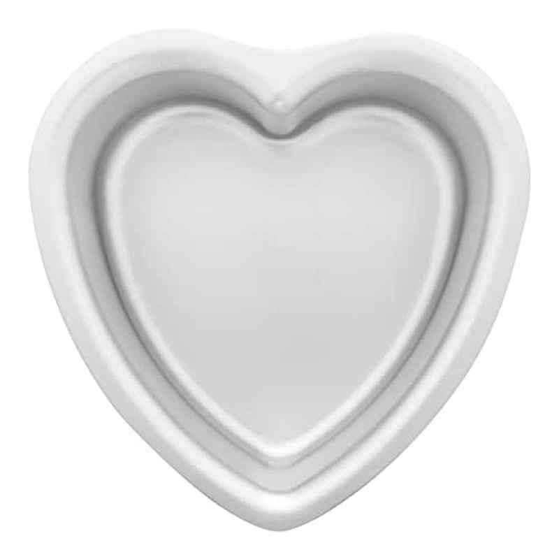 Fat Daddios 6x3 inch Aluminium Silver Heart Cake Pan, 35924