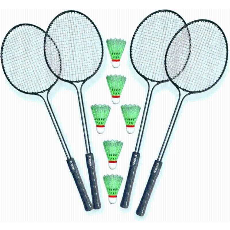 STYRKR 4 Pcs Multicolour Badminton Racket with 6 Pcs Shuttlecocks