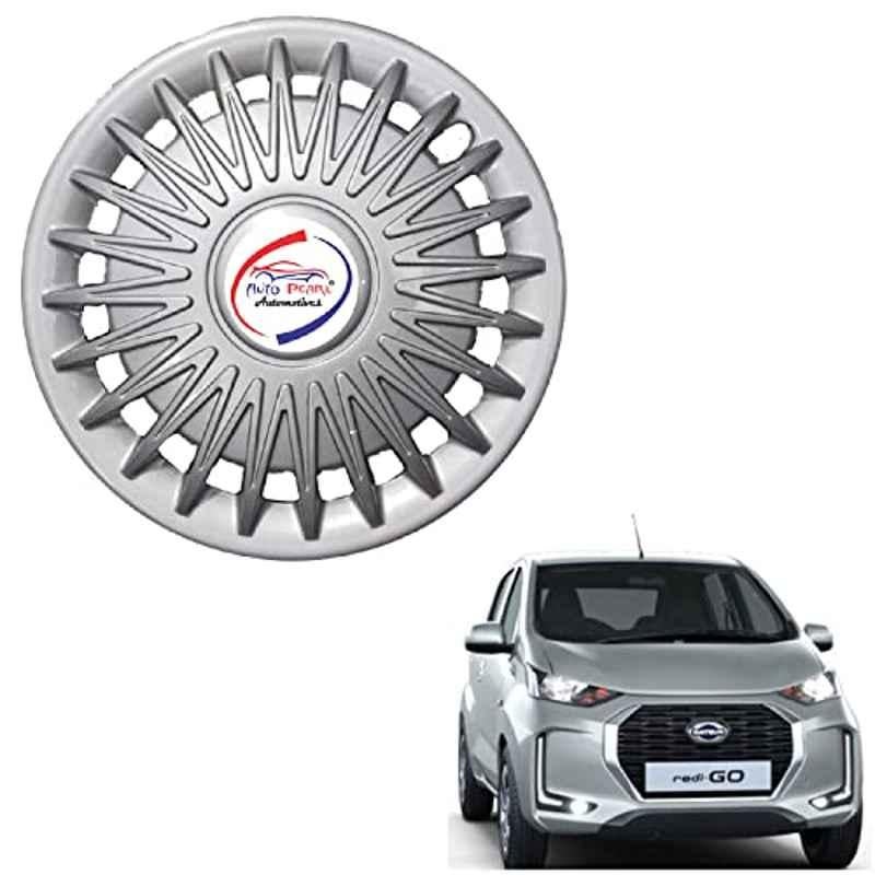 Auto Pearl 4 Pcs 13 inch ABS Rush Silver RH 04 Hubcap Wheel Cover Set with Retention Ring for Datsun i Go