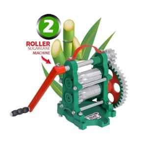 Microactive Cast Iron Green & Orange Small Manual Sugarcane Juice Machine with 2 Roller