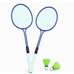 STYRKR 2 Pcs Iron Multicolour Badminton Racket Kit with 2 Pcs Shuttlecocks