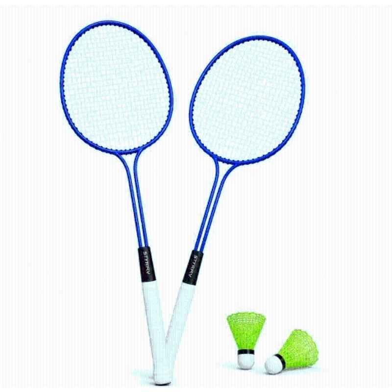 STYRKR 2 Pcs Iron Multicolour Badminton Racket Kit with 2 Pcs Shuttlecocks