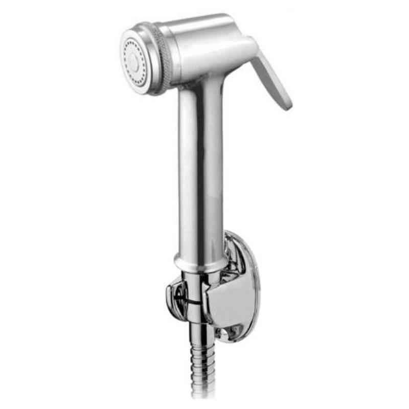 Drizzle Nano Brass Chrome Finish Silver Health Faucet with 1m Flexible Tube & Wall Hook, AHFNANOSET