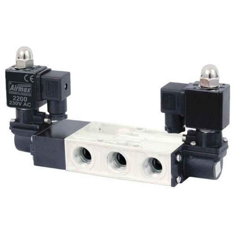 Airco 3/8 inch 5/3 Way Double Solenoid Valve With 24 DC Coil