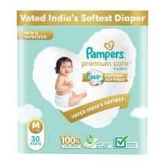 Pampers 30 Pcs Premium Care Cottony Softness Baby Diaper Packet, Size: Medium