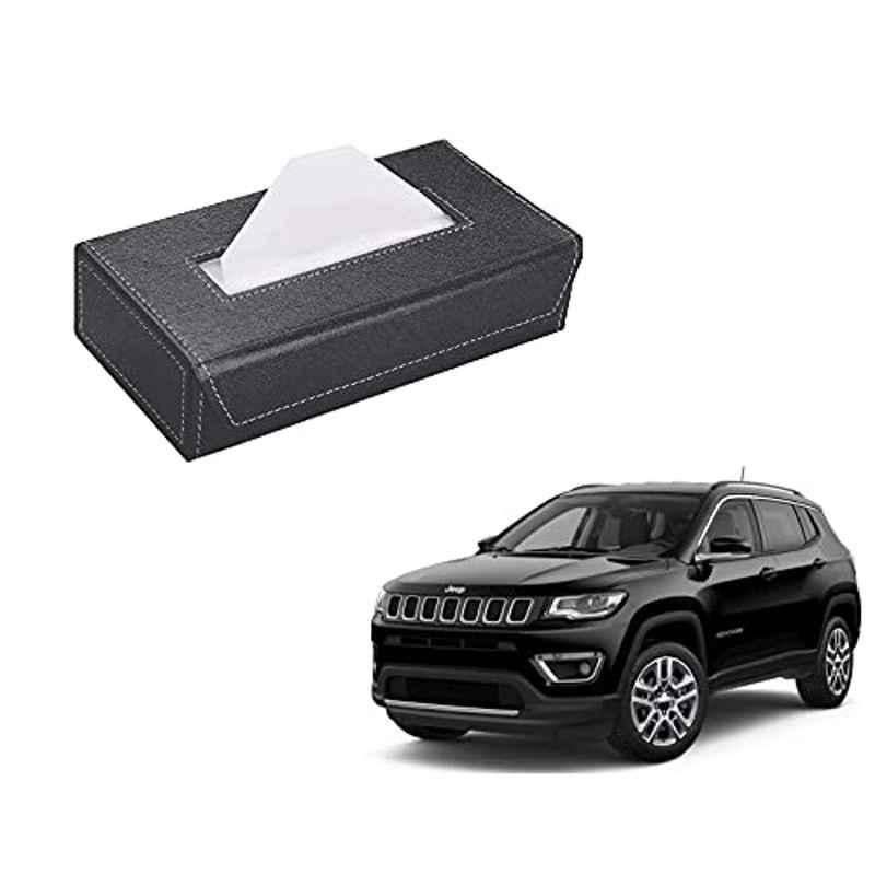 Kozdiko 100 Pulls PU Leather Grey Car Tissue Paper Box with 200 Sheets for Jeep Compass