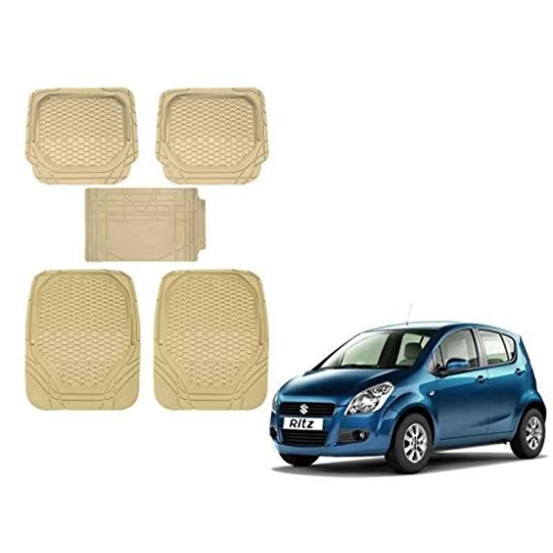 Kozdiko 5 Pcs 8855TW Beige Car Foot Mat Set for Maruti Ritz, koz_19005