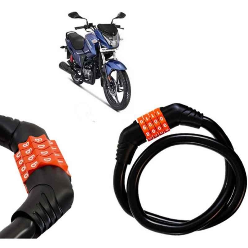 Auto Pearl Black & Orange 4 Digit Anti-Theft Combination Number Lock for New Glamour BS6