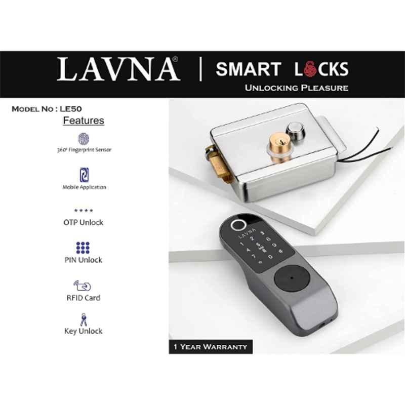 Lavna L-E50 Black & Grey Smart Digital Door Lock for Wooden & Metal Door
