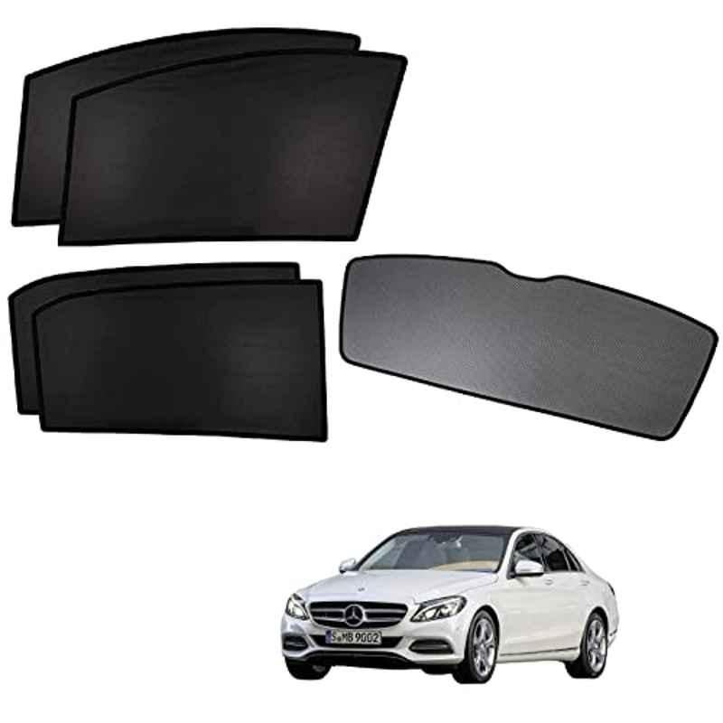 Kozdiko 5 Pcs Polyester Black Non Magnetic Window & Rear Sun Shades Set for Mercedes Benz C-Class