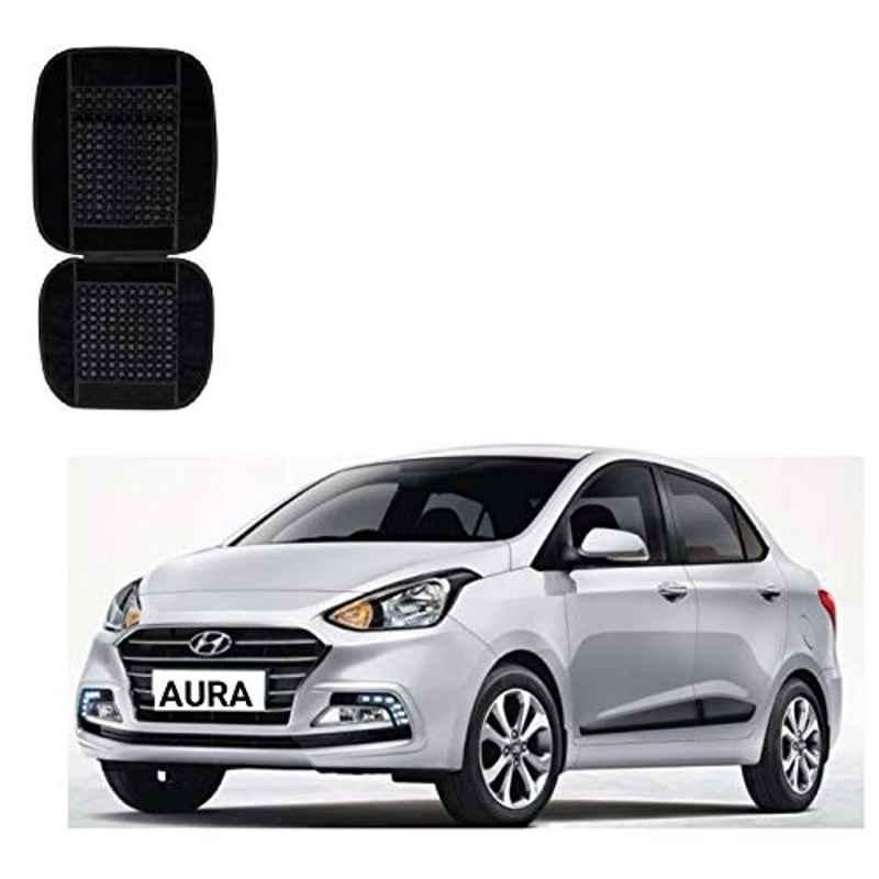 Kozdiko Car Wooden Bead Seat Cover Cushion with Grey Velvet Border for Hyundai Aura