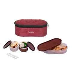 Carrolite 650ml Maroon & Brown Plastic Lunchbox, Brown_P-28 (Pack of 5)
