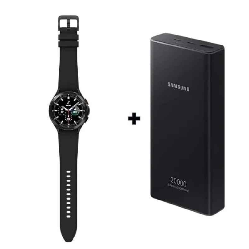 Samsung Galaxy 4 Classic 46mm 1.5GB/16GB Silver Fitness Tracker Smart Watch with 20000mAh Power Bank Set, SM-R890